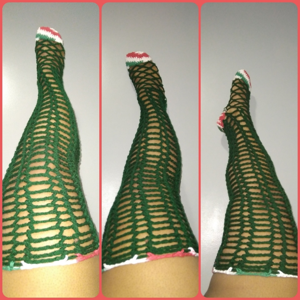 HANDMADE Crochet Holiday Thigh High socks
